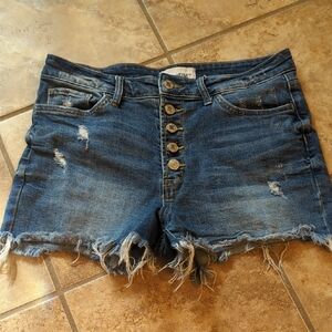 VERVET BY FLYING MONKEY Blue Distressed Jean Shorts